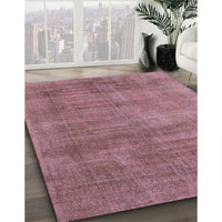 Mid-Century Modern Pale Violet Red Pink Oriental Rug, urb1858