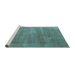 Sideview of Machine Washable Oriental Turquoise Industrial Area Rugs, wshurb1858turq
