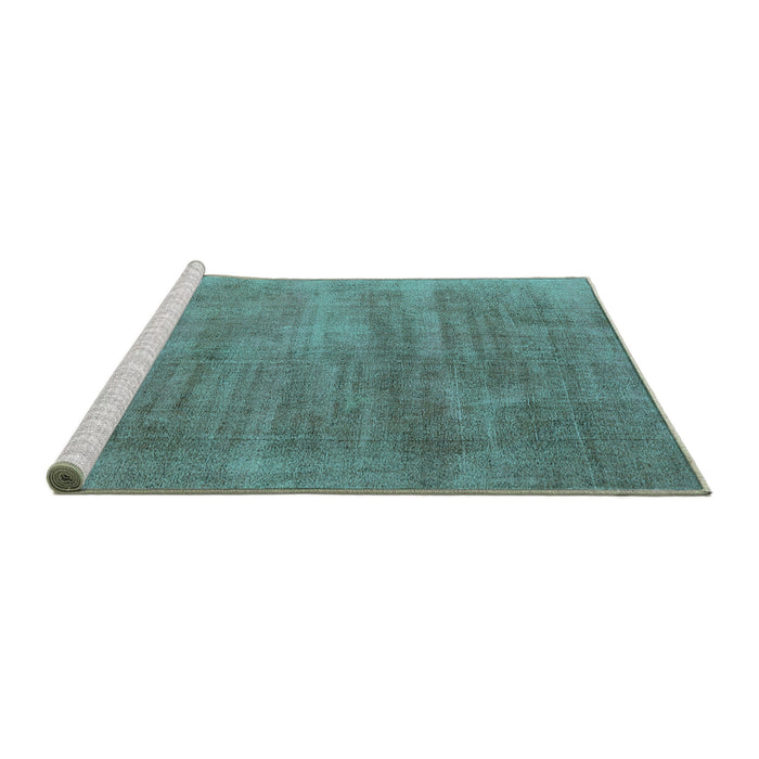 Sideview of Machine Washable Oriental Turquoise Industrial Area Rugs, wshurb1858turq