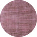 Round Mid-Century Modern Pale Violet Red Pink Oriental Rug, urb1858