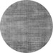 Round Machine Washable Oriental Gray Industrial Rug, wshurb1858gry