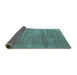 Sideview of Oriental Turquoise Industrial Rug, urb1858turq