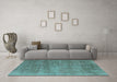 Machine Washable Oriental Turquoise Industrial Area Rugs in a Living Room,, wshurb1858turq