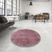 Round Machine Washable Industrial Modern Pale Violet Red Pink Rug in a Office, wshurb1858