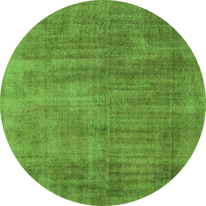 Round Machine Washable Oriental Green Industrial Area Rugs, wshurb1858grn
