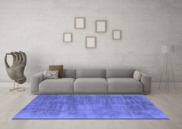 Machine Washable Oriental Blue Industrial Rug in a Living Room, wshurb1858blu