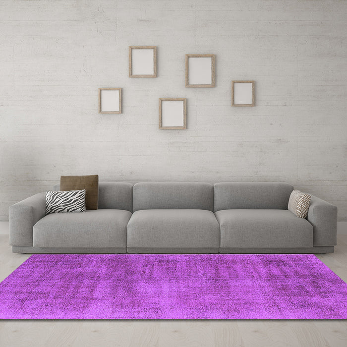Machine Washable Oriental Purple Industrial Area Rugs in a Living Room, wshurb1858pur