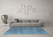 Machine Washable Oriental Light Blue Industrial Rug in a Living Room, wshurb1858lblu