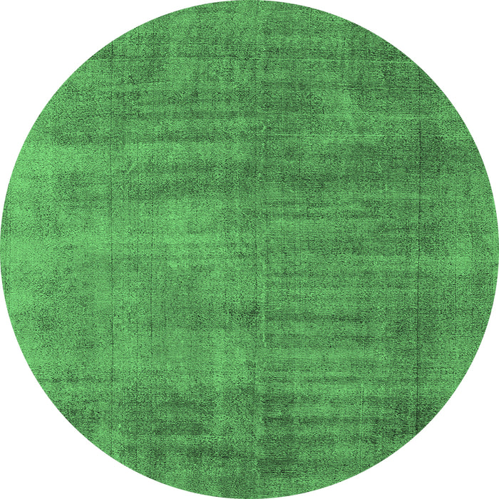 Round Oriental Emerald Green Industrial Rug, urb1858emgrn