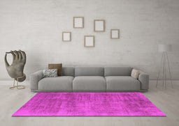 Machine Washable Oriental Pink Industrial Rug in a Living Room, wshurb1858pnk