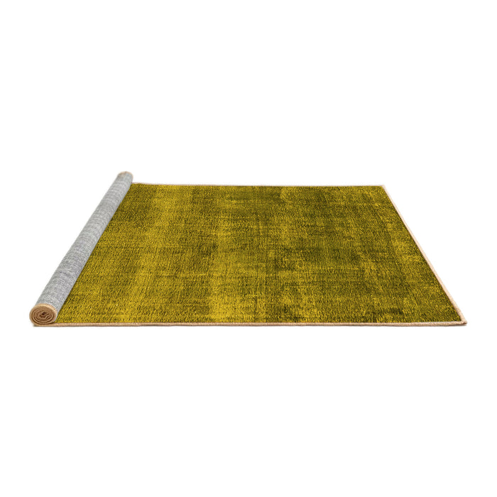 Sideview of Machine Washable Oriental Yellow Industrial Rug, wshurb1859yw