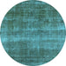 Round Oriental Light Blue Industrial Rug, urb1859lblu