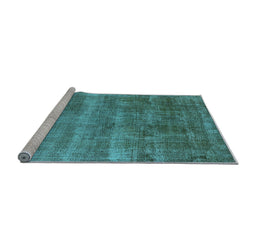 Sideview of Machine Washable Oriental Light Blue Industrial Rug, wshurb1859lblu
