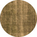 Round Oriental Brown Industrial Rug, urb1859brn