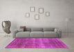 Machine Washable Oriental Pink Industrial Rug in a Living Room, wshurb1859pnk