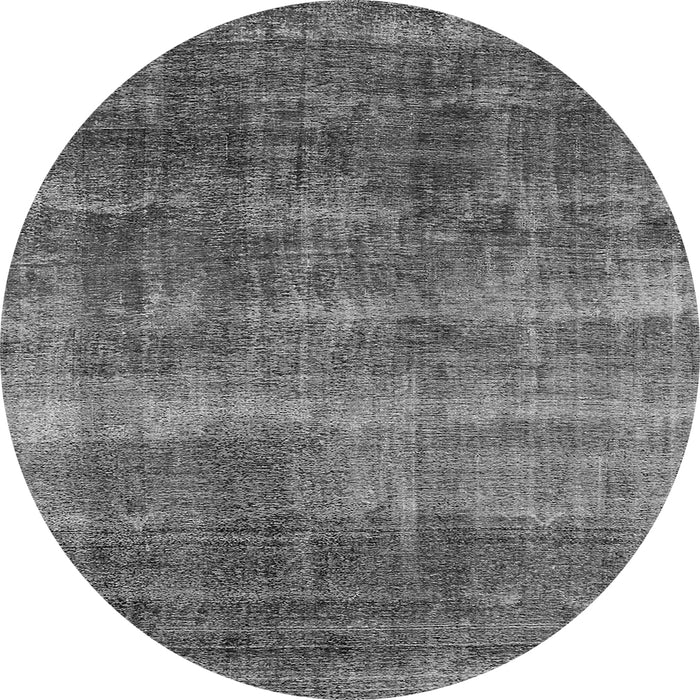 Round Machine Washable Oriental Gray Industrial Rug, wshurb1859gry