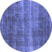 Round Oriental Blue Industrial Rug, urb1859blu