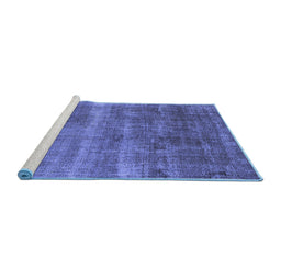 Sideview of Machine Washable Oriental Blue Industrial Rug, wshurb1859blu