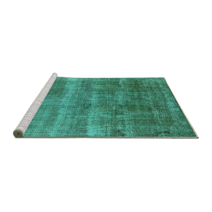 Sideview of Machine Washable Oriental Turquoise Industrial Area Rugs, wshurb1859turq
