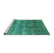 Sideview of Machine Washable Oriental Turquoise Industrial Area Rugs, wshurb1859turq