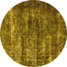 Round Oriental Yellow Industrial Rug, urb1860yw