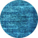 Round Oriental Light Blue Industrial Rug, urb1860lblu