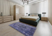 Mid-Century Modern Blue Oriental Rug in a Bedroom, urb1860