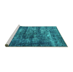 Sideview of Machine Washable Oriental Turquoise Industrial Area Rugs, wshurb1860turq