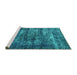 Sideview of Machine Washable Oriental Turquoise Industrial Area Rugs, wshurb1860turq