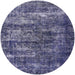 Round Mid-Century Modern Blue Oriental Rug, urb1860