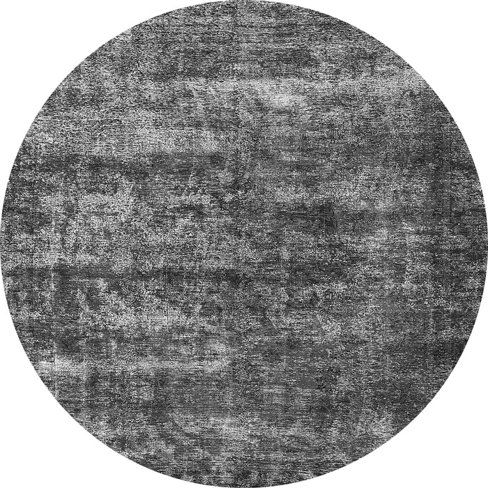 Round Machine Washable Oriental Gray Industrial Rug, wshurb1860gry