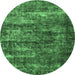 Round Oriental Emerald Green Industrial Rug, urb1860emgrn