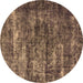 Round Machine Washable Oriental Brown Industrial Rug, wshurb1860brn