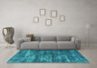 Machine Washable Oriental Turquoise Industrial Area Rugs in a Living Room,, wshurb1860turq