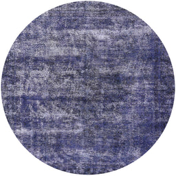 Round Machine Washable Industrial Modern Blue Rug, wshurb1860