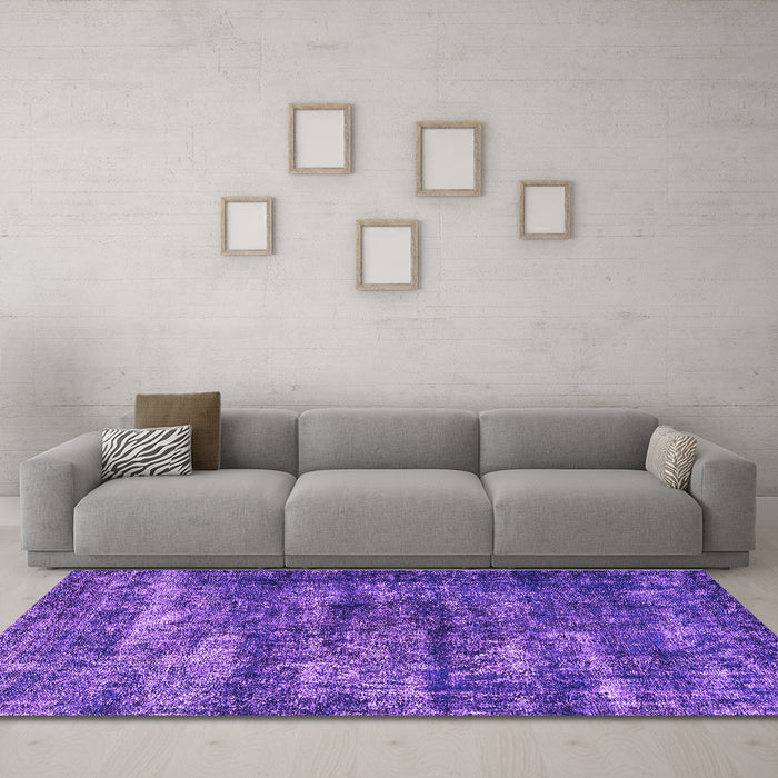 Machine Washable Oriental Purple Industrial Area Rugs in a Living Room, wshurb1860pur