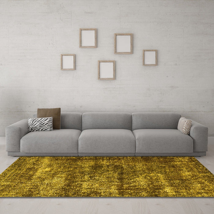 Machine Washable Oriental Yellow Industrial Rug in a Living Room, wshurb1860yw
