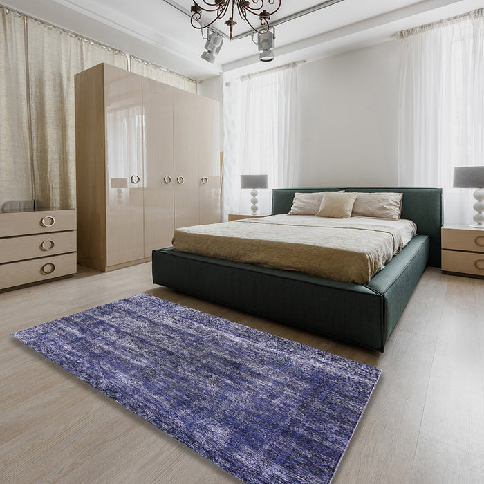 Machine Washable Industrial Modern Blue Rug in a Bedroom, wshurb1860