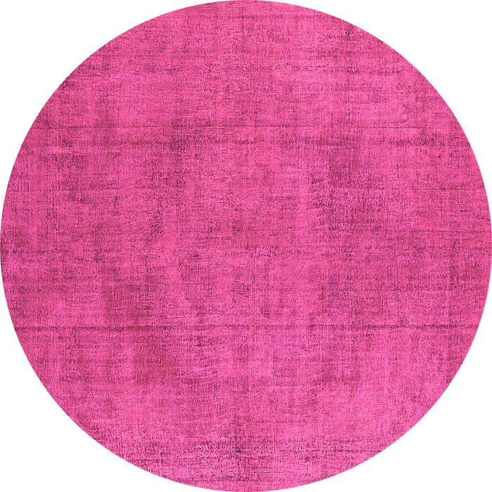 Round Machine Washable Oriental Pink Industrial Rug, wshurb1861pnk