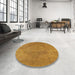 Round Machine Washable Industrial Modern Dark Orange Rug in a Office, wshurb1861