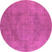 Round Oriental Purple Industrial Rug, urb1861pur