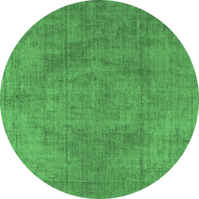Round Machine Washable Oriental Emerald Green Industrial Area Rugs, wshurb1861emgrn