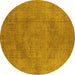 Round Oriental Yellow Industrial Rug, urb1861yw