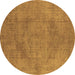 Round Oriental Brown Industrial Rug, urb1861brn