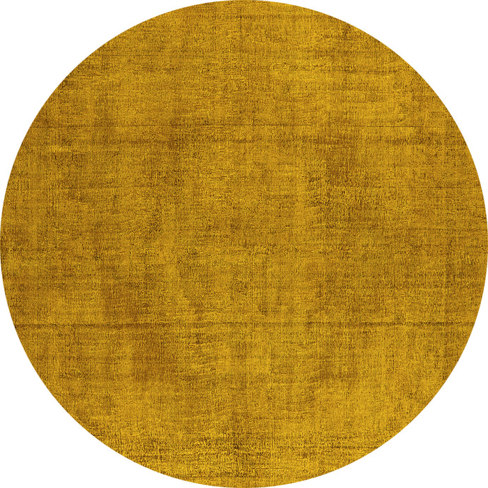 Round Machine Washable Oriental Yellow Industrial Rug, wshurb1861yw