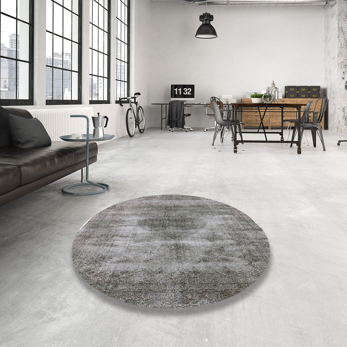 Round Machine Washable Industrial Modern Sandstone Brown Rug in a Office, wshurb1862