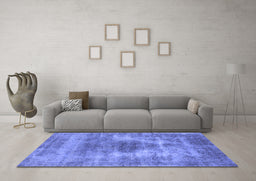 Machine Washable Oriental Blue Industrial Rug in a Living Room, wshurb1862blu