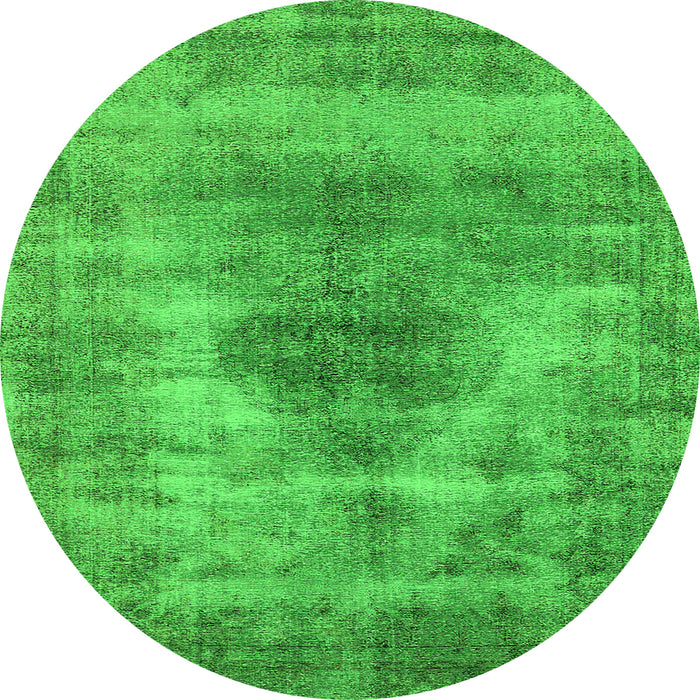 Round Oriental Green Industrial Rug, urb1862grn