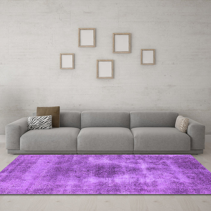 Machine Washable Oriental Purple Industrial Area Rugs in a Living Room, wshurb1862pur