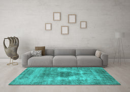 Machine Washable Oriental Turquoise Industrial Area Rugs in a Living Room,, wshurb1862turq